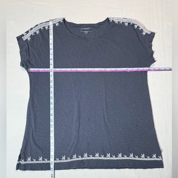 Pure Jill J. Jill Embroidered Dolman Tunic Organic Cotton Grey M Petite Boho - Picture 5 of 8
